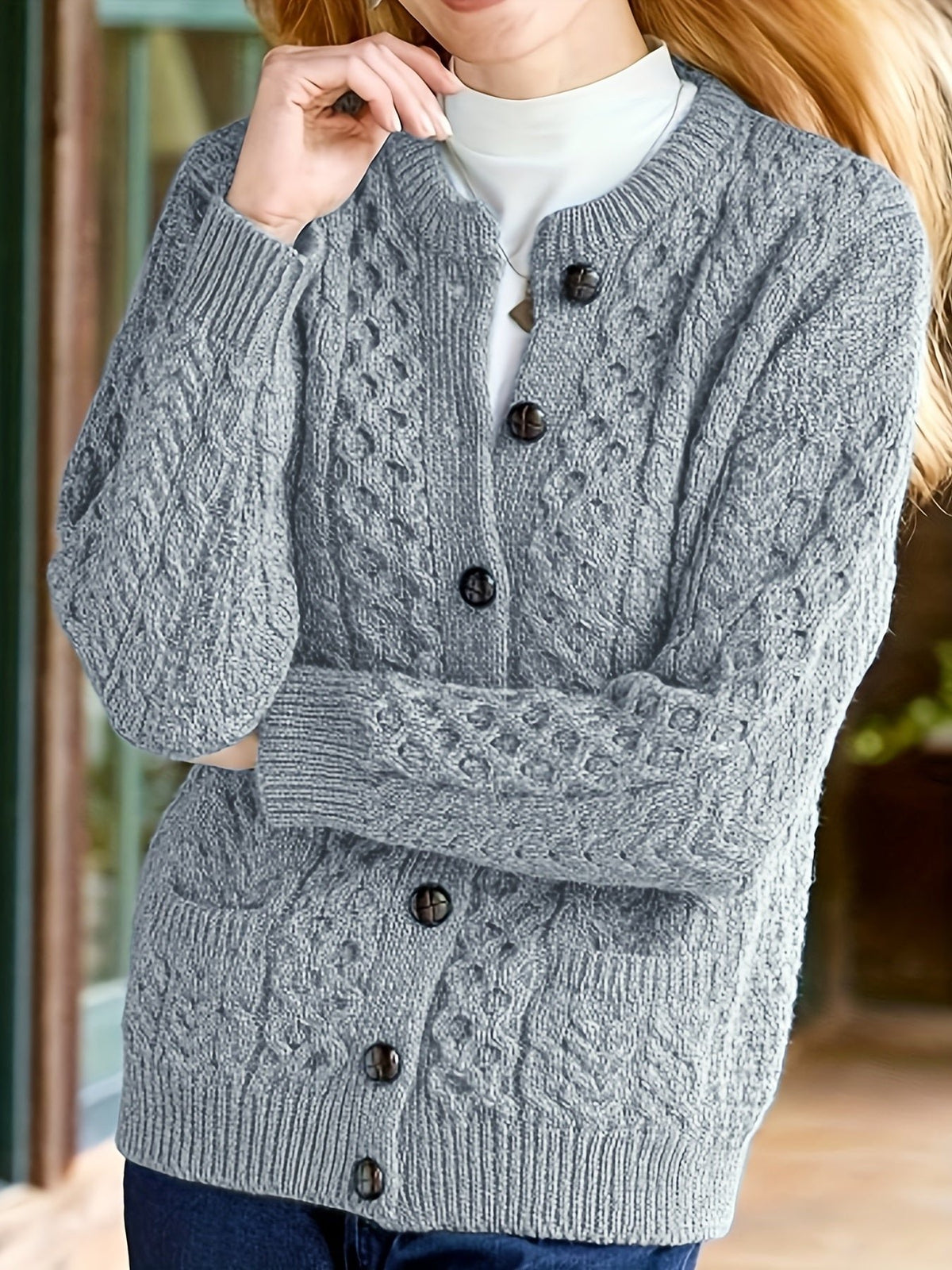 Women's Cable Knit Wool Cardigan