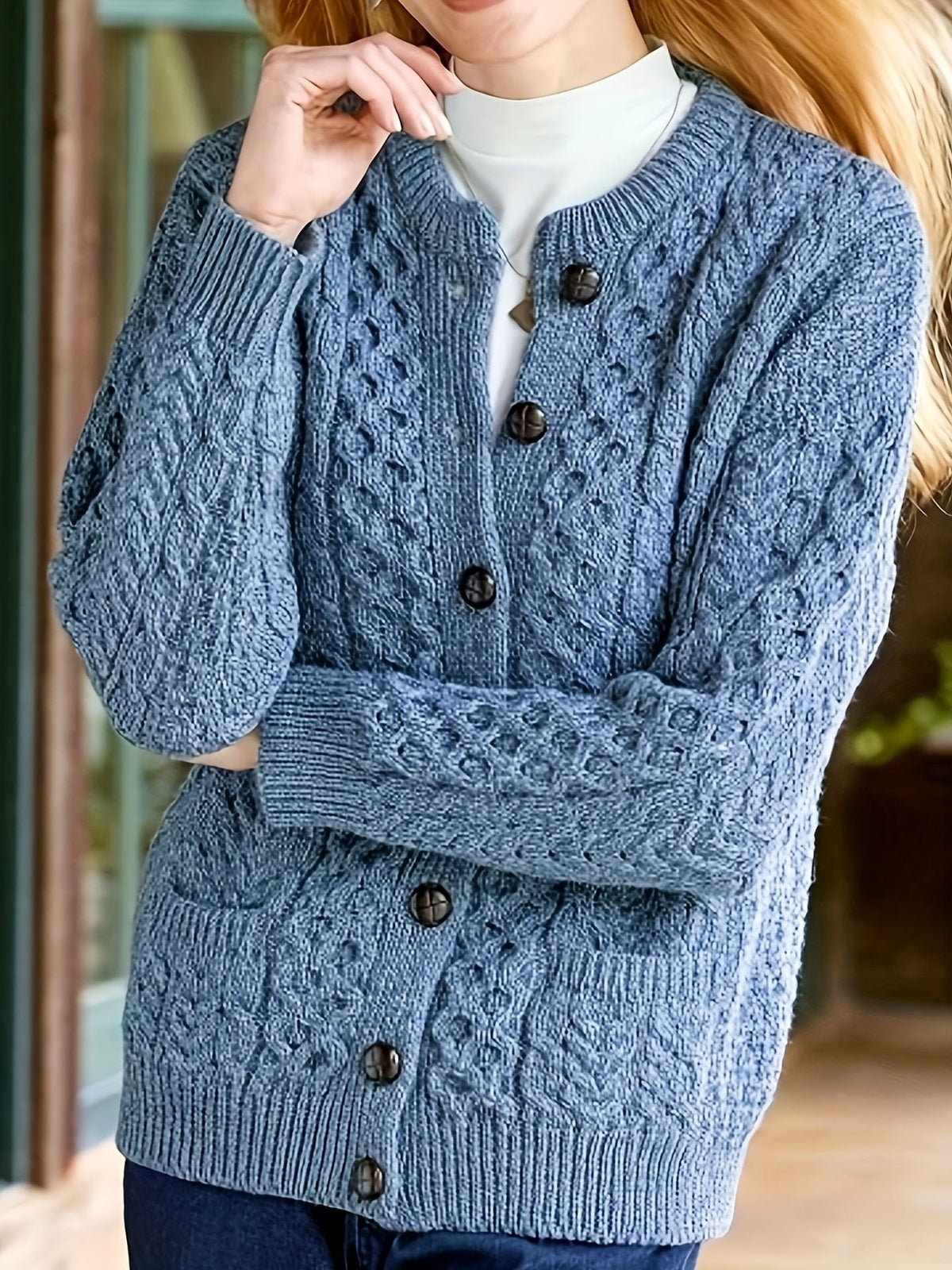 Women's Cable Knit Wool Cardigan