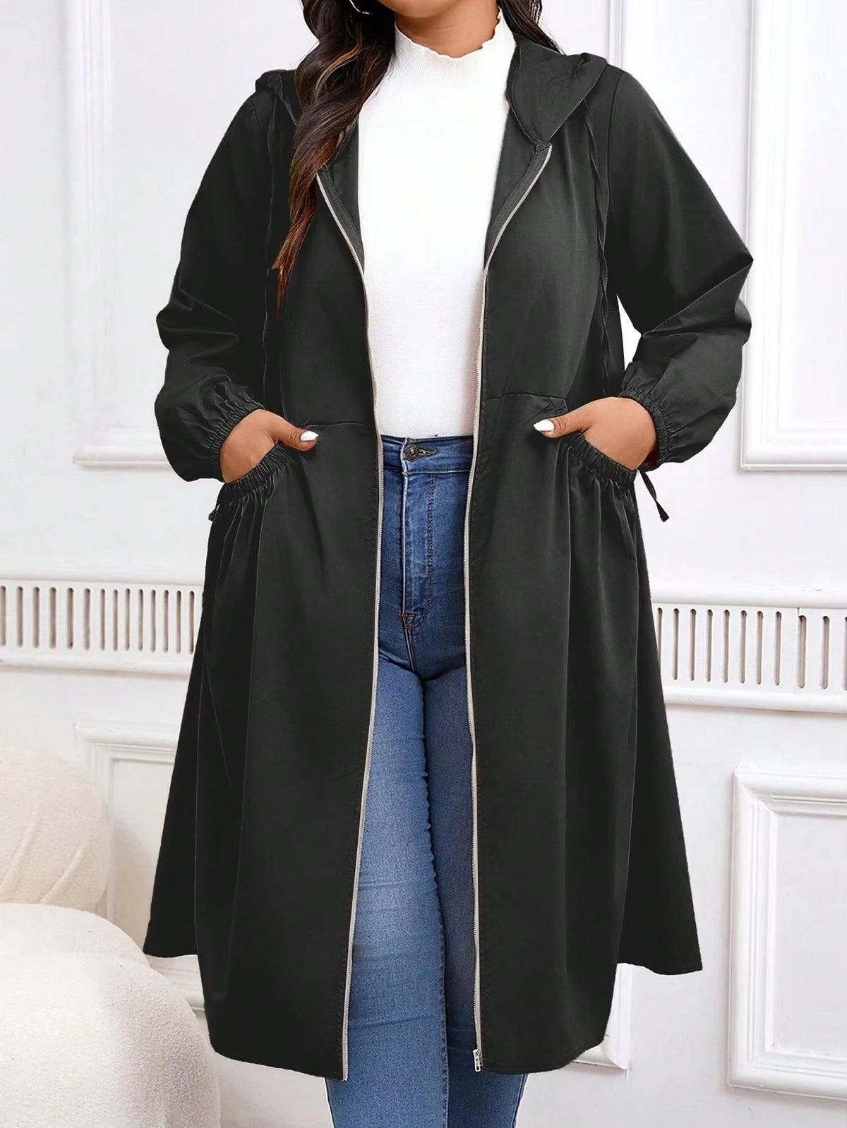 Women's Oversized Hooded Longline Trench Coat