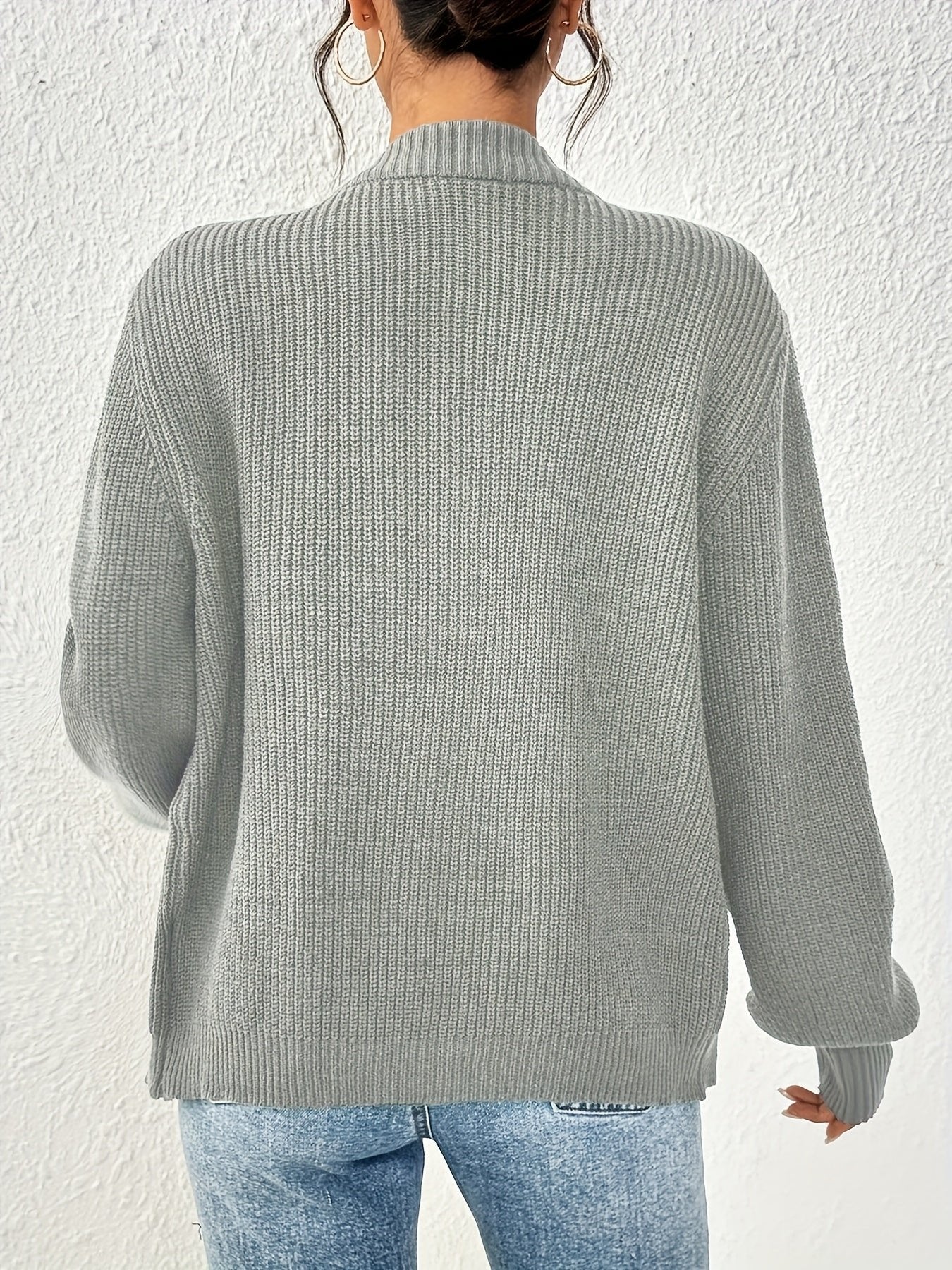 Women's Chunky Cropped Ribbed V-Neck Cardigan