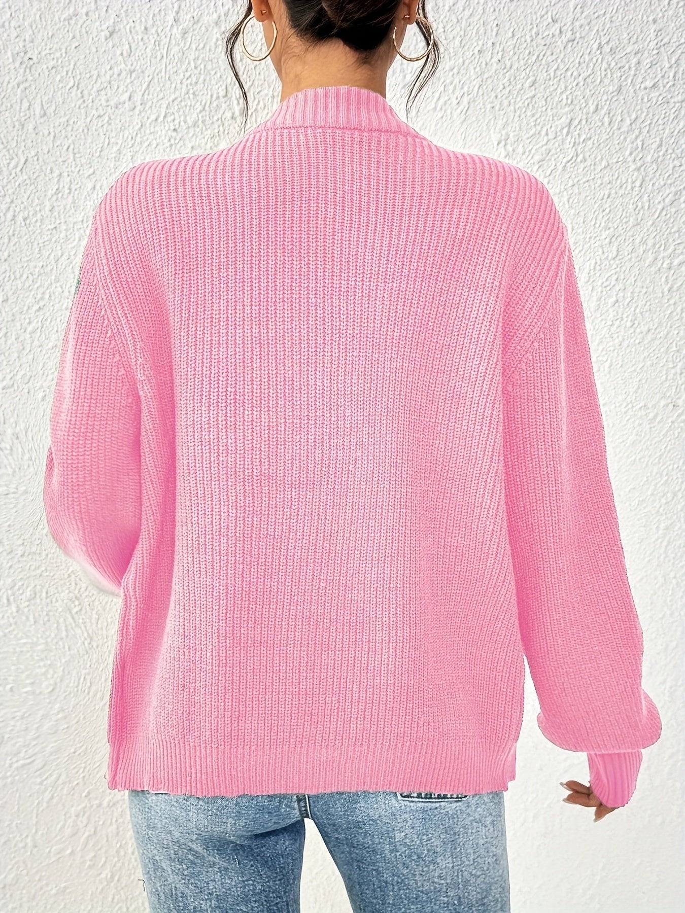 Women's Chunky Cropped Ribbed V-Neck Cardigan