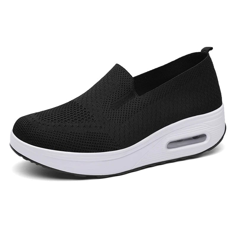 Women's Platform Knit Slip-On Trainers - Black