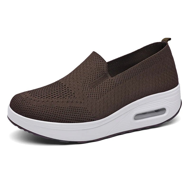 Women's Platform Knit Slip-On Trainers - Brown