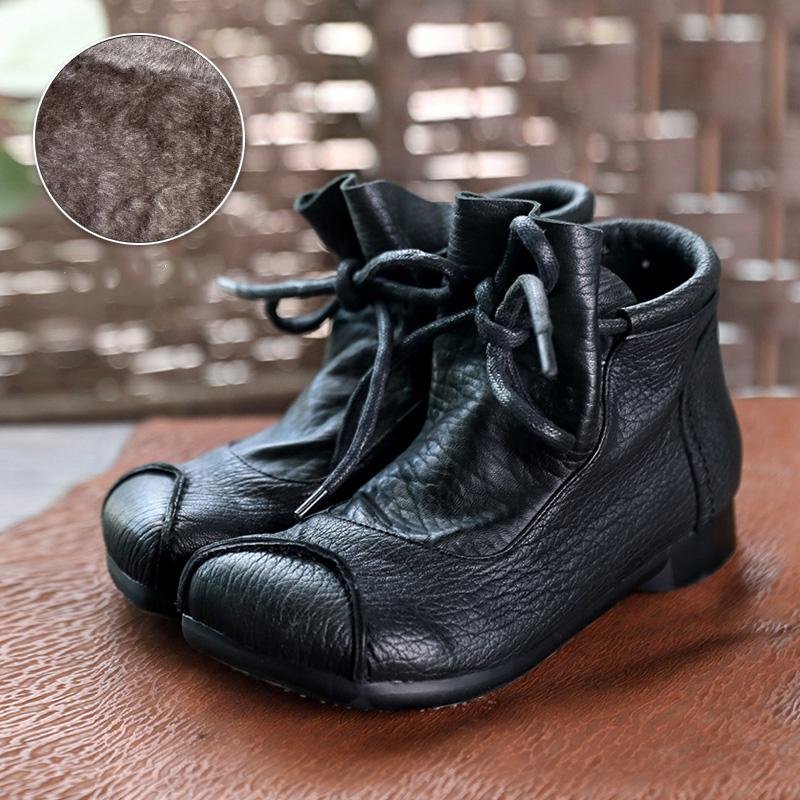 Women's Leather Lace-Up Winter Ankle Boots
