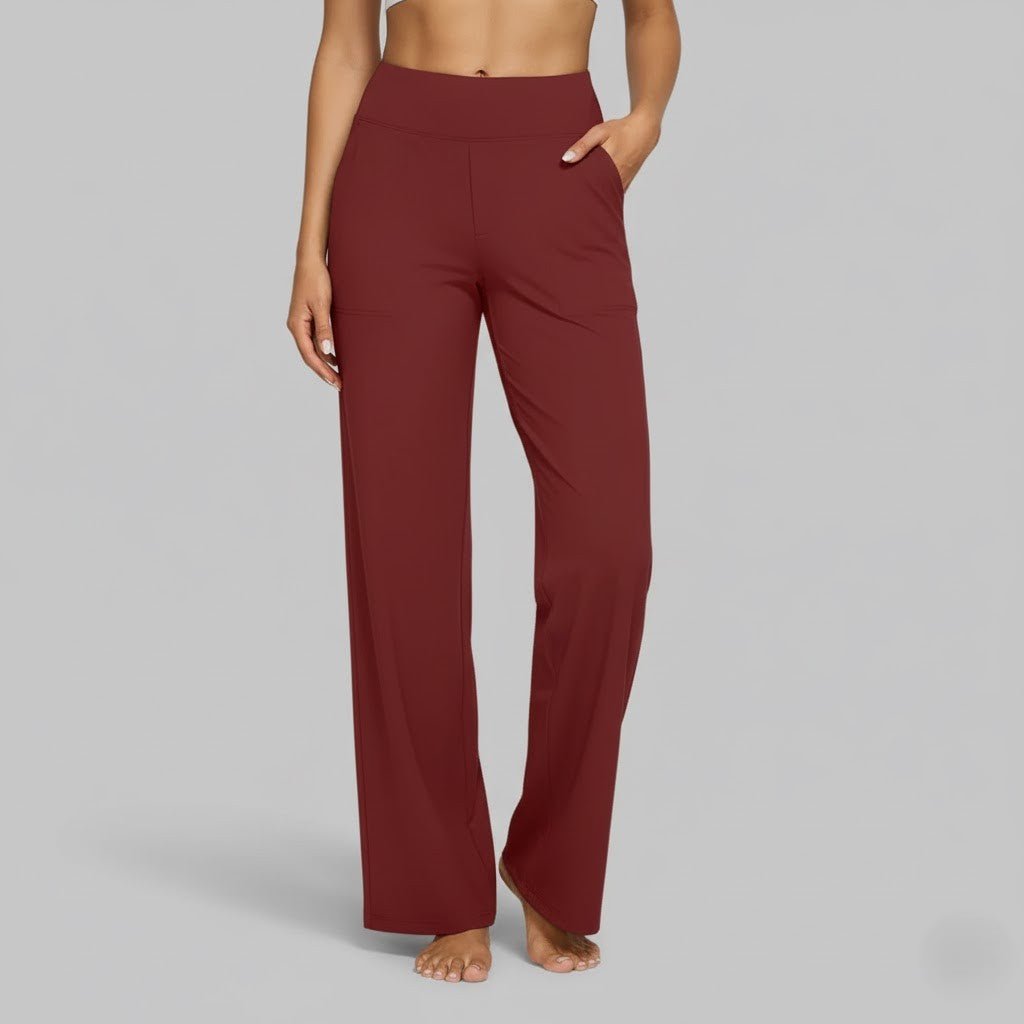 Women's High-Waisted Wide-Leg Trousers - Red