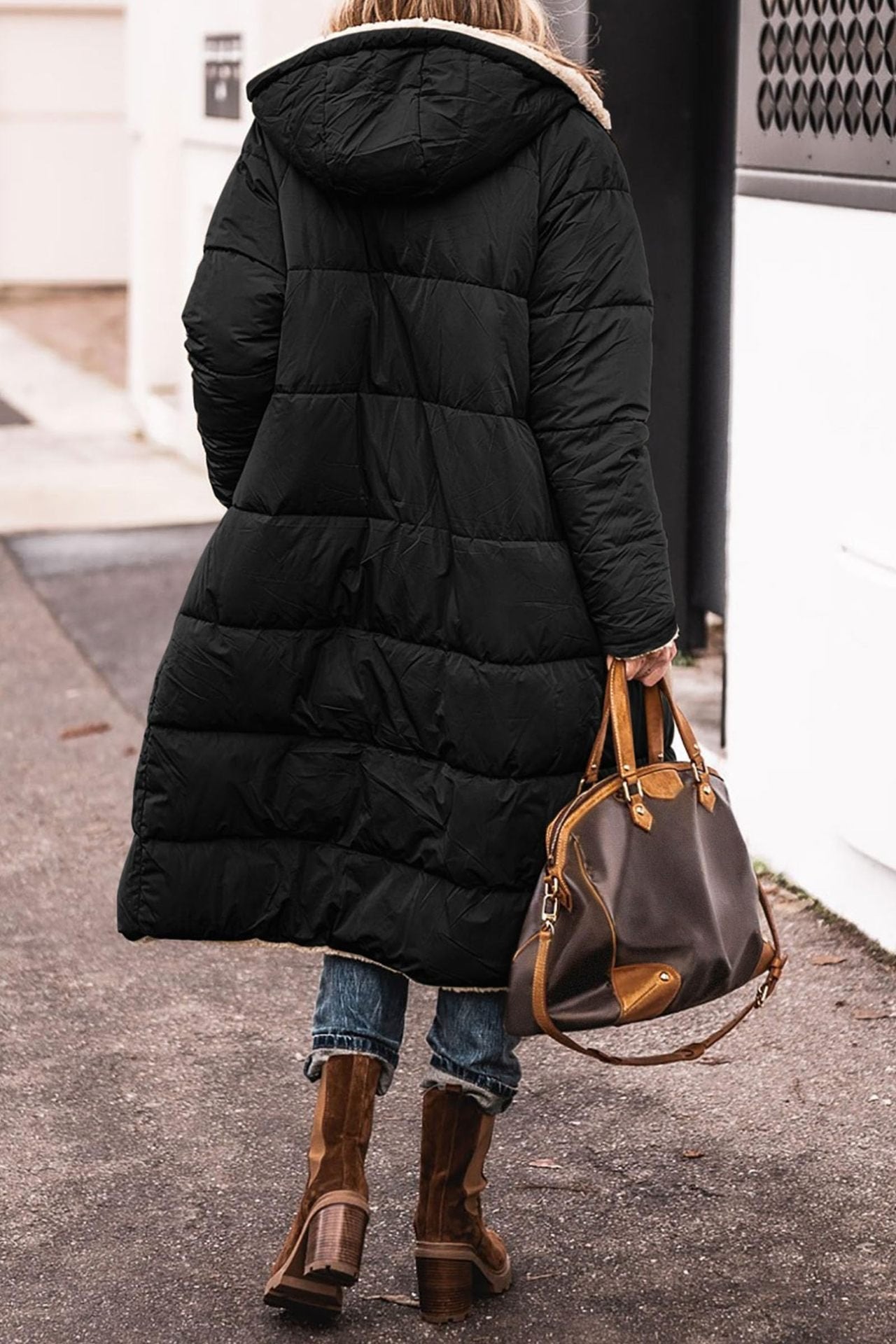 Women's Oversized Longline Teddy Puffer Coat