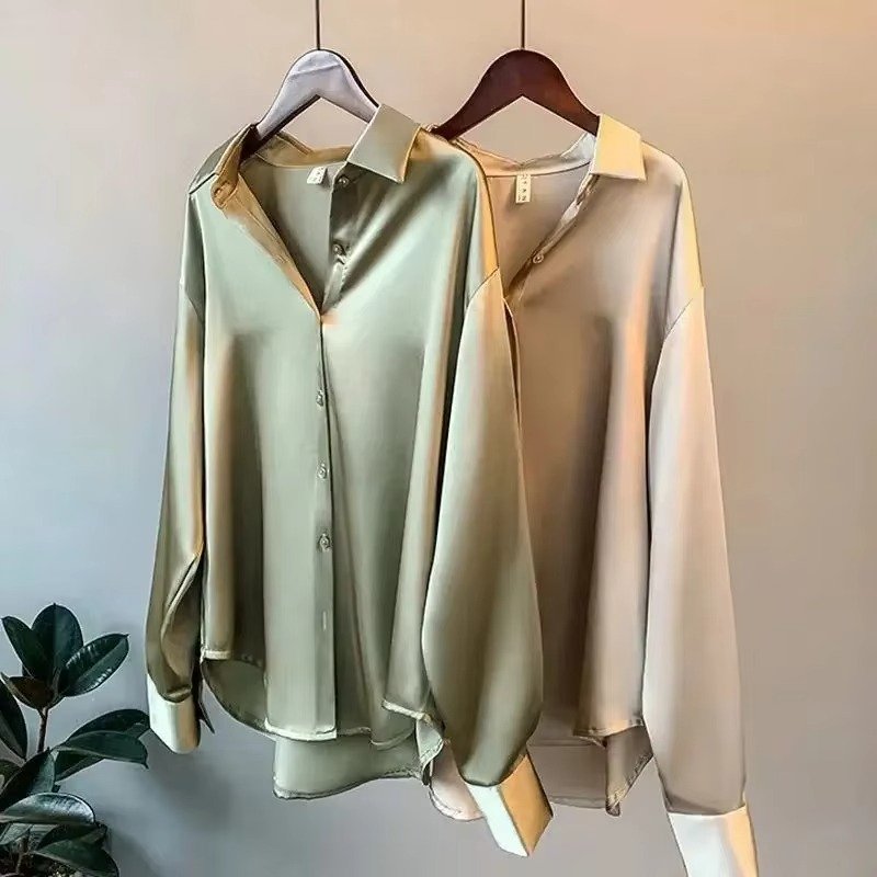 Women's Oversized Satin Blouse