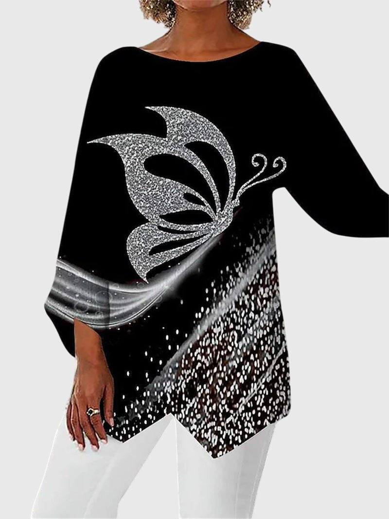 Women's Sequin Long Sleeve Tunic Top - Style 1