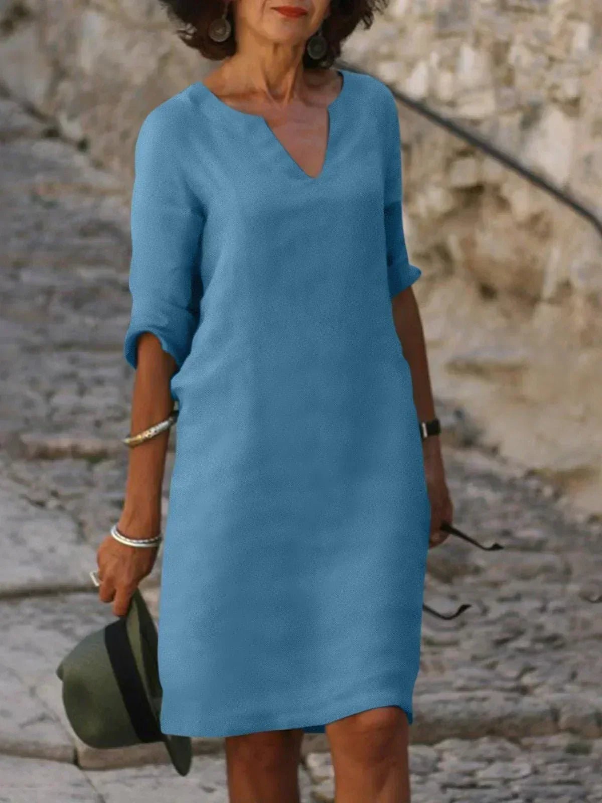 Women's Black Shift Dress - Light Blue