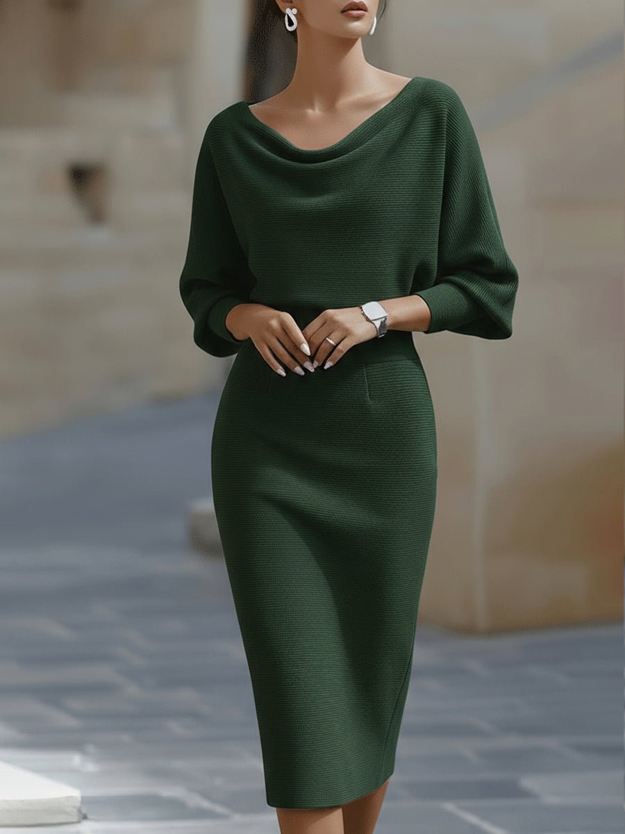 Women's Bodycon Knit Ribbed Midi Dress - Green