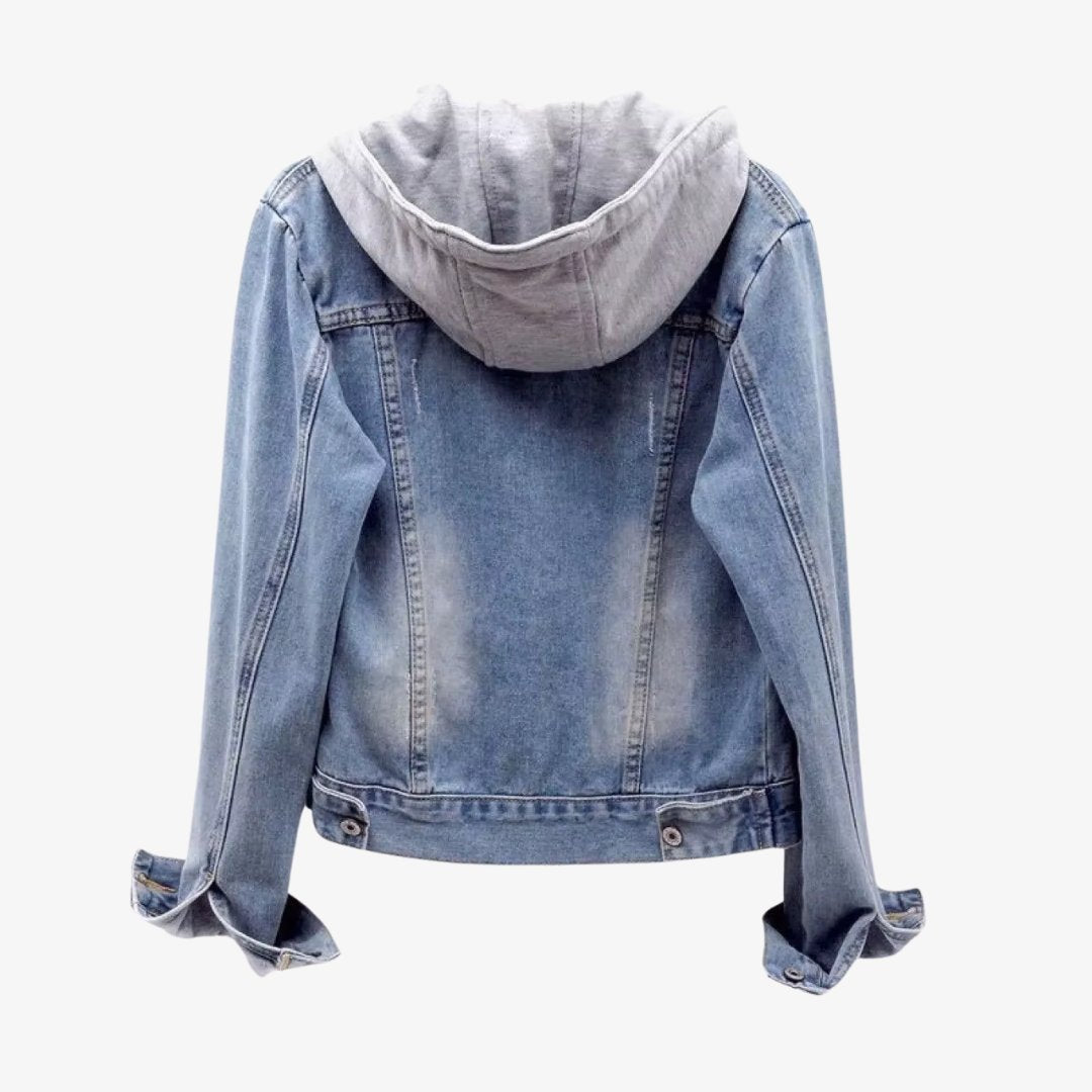 Women's Cropped Hooded Denim Jacket