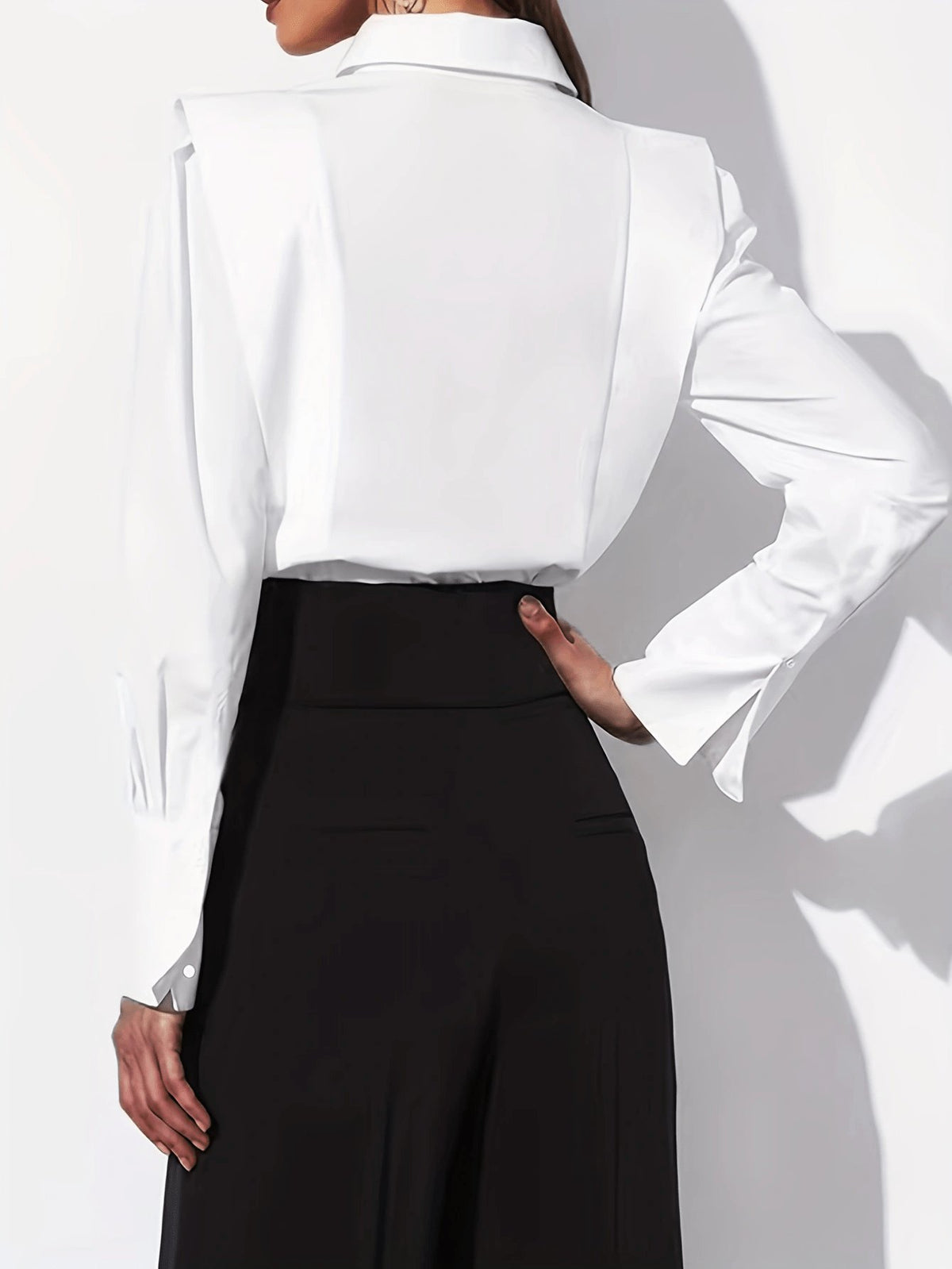 Women's Poplin Structured-Shoulder Blouse