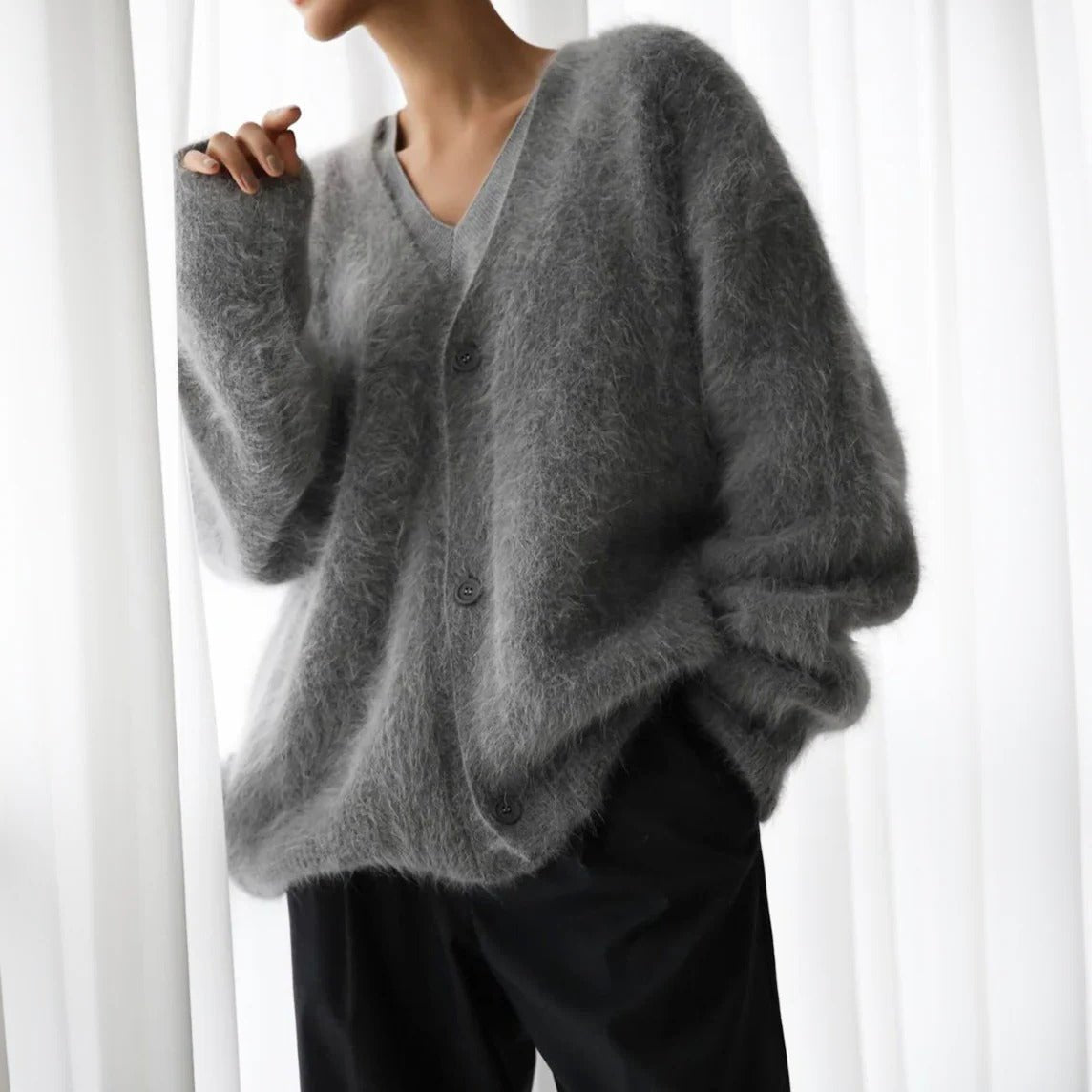 Women's Oversized V-Neck Cardigan