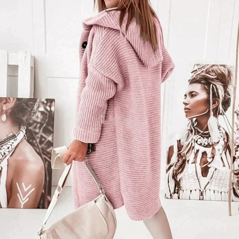 Women's Chunky Oversized Longline Hooded Midi Cardigan