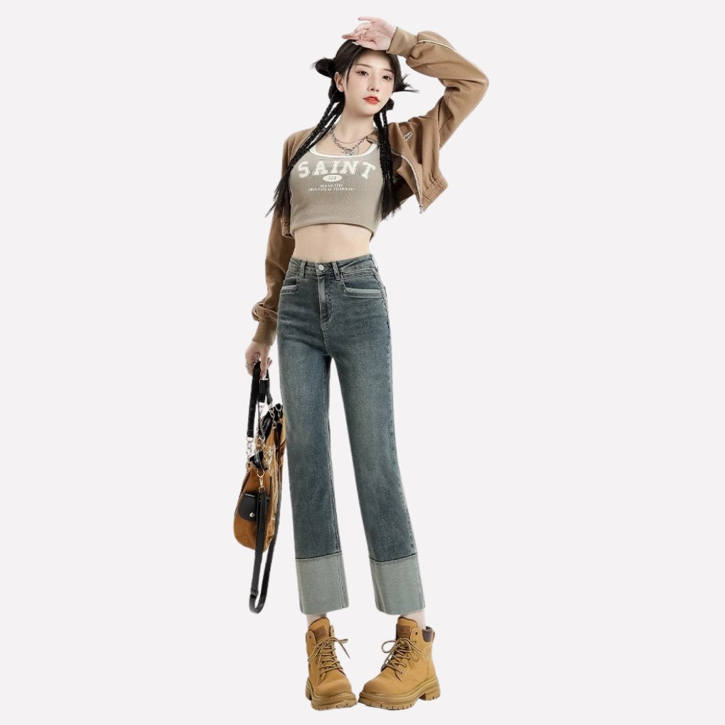 Women's High-Waisted Wide-Leg Jeans - Light Blue Denim 2