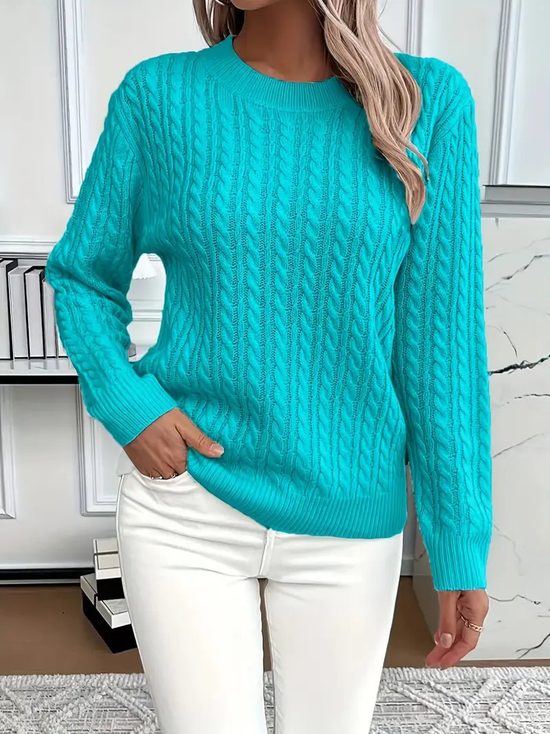 Women's Cable Knit Jumper - Peacock Blue