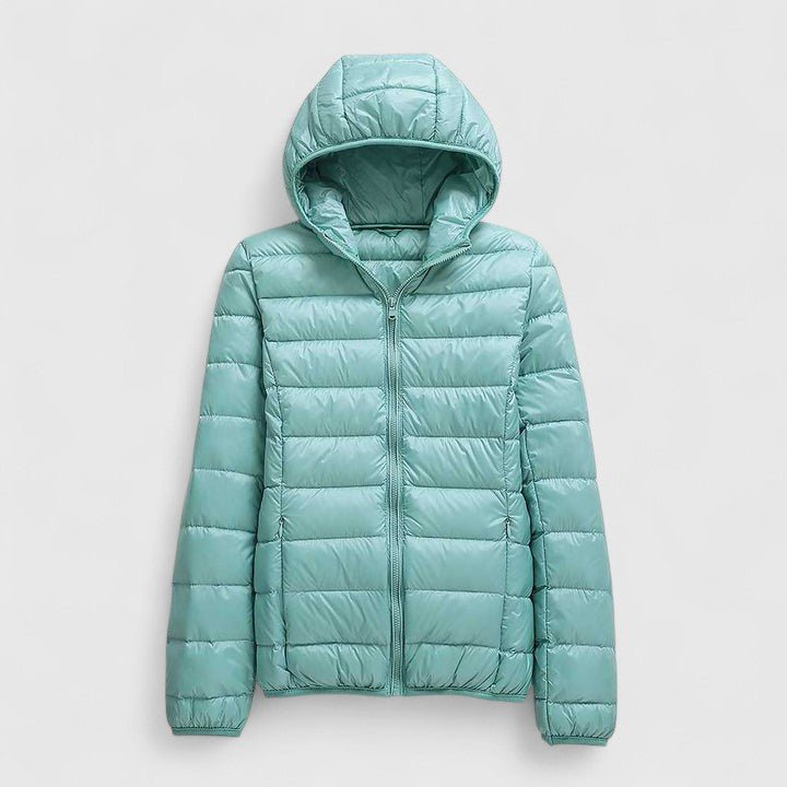 Women's Slim Hooded Puffer Jacket - Turquoise