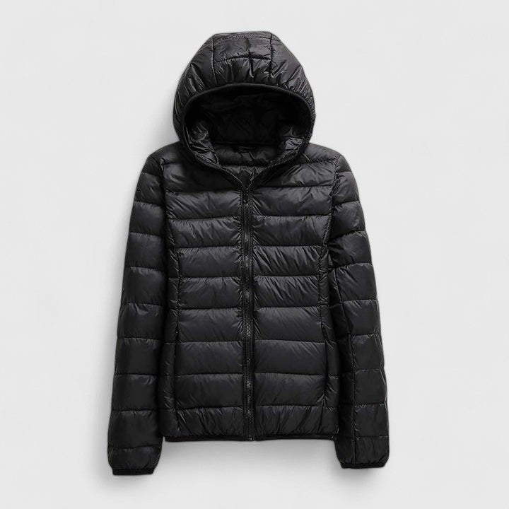 Women's Slim Hooded Puffer Jacket - Black