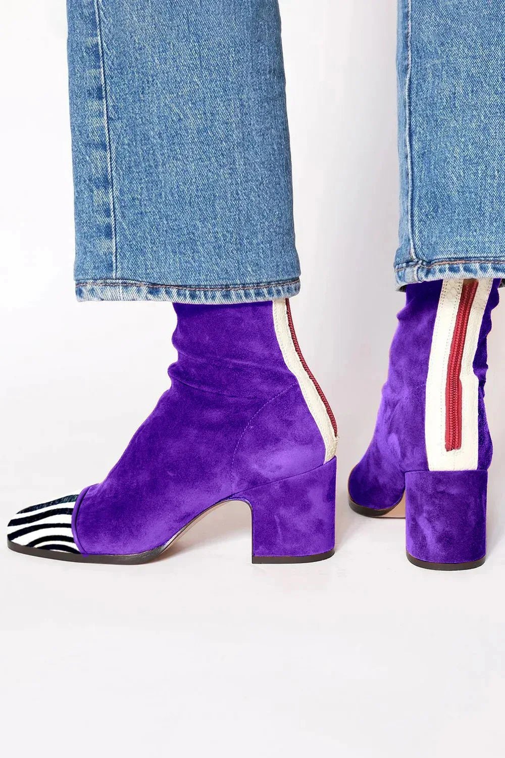 Women's Slim Suede Ankle Boots - Purple
