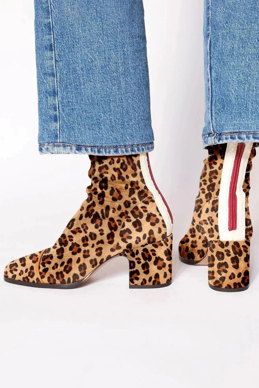 Women's Slim Suede Ankle Boots - Leopard-print