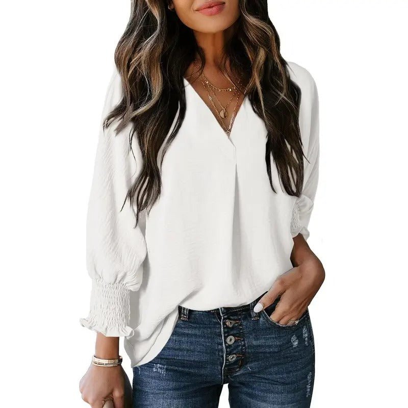 Women's Black Oversized Chiffon Blouse - White