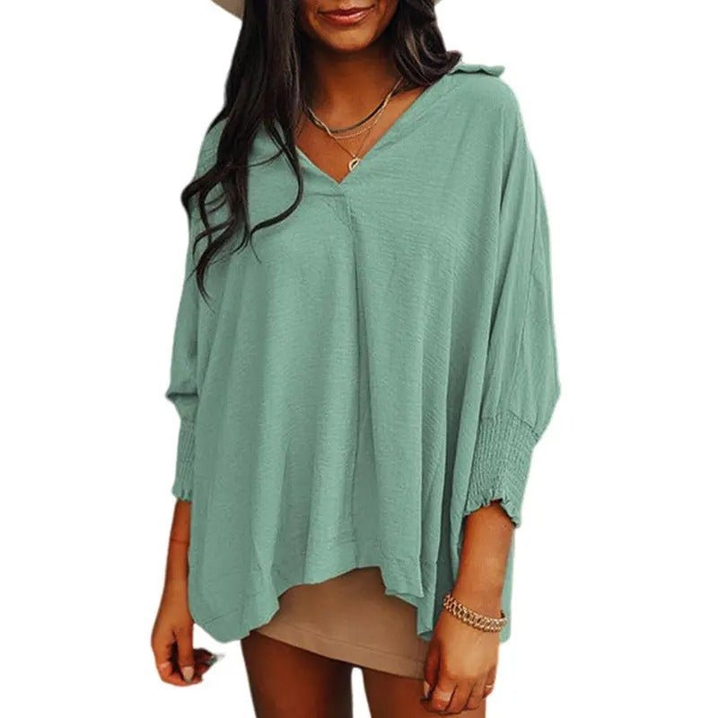 Women's Black Oversized Chiffon Blouse - Mint Green