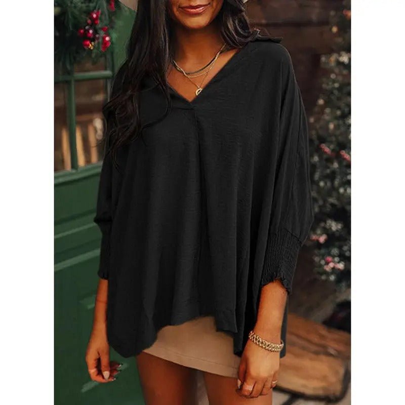 Women's Black Oversized Chiffon Blouse