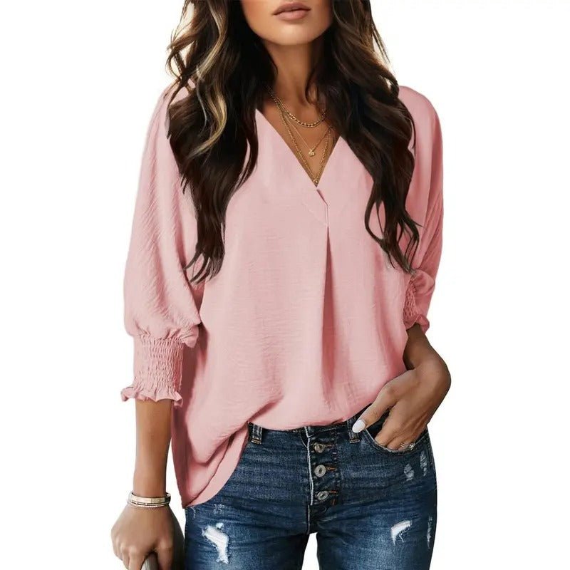 Women's Black Oversized Chiffon Blouse - Pink