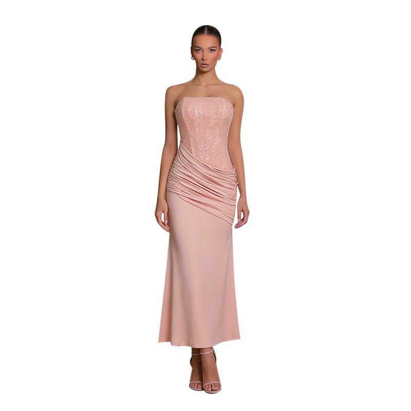 Women's Sequined Mermaid Strapless Maxi Party Gown