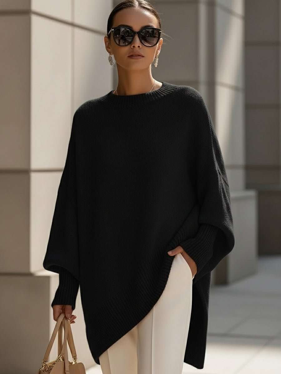 Women's Oversized Poncho Jumper - Black