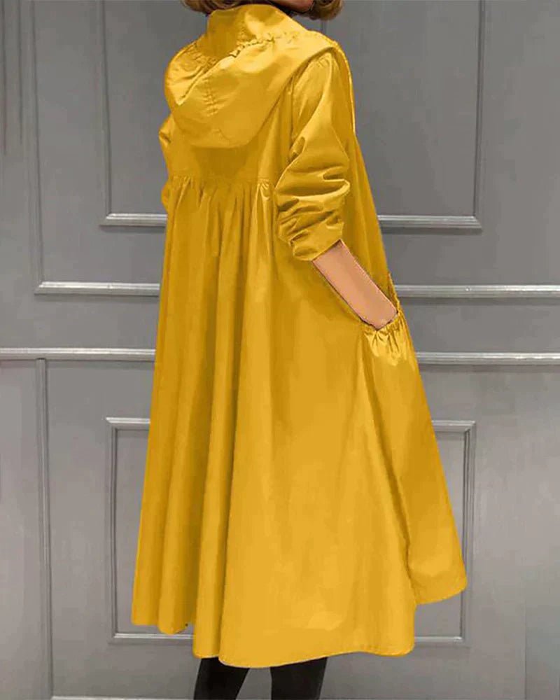 Women's Hooded Longline Trench Coat - Gelb