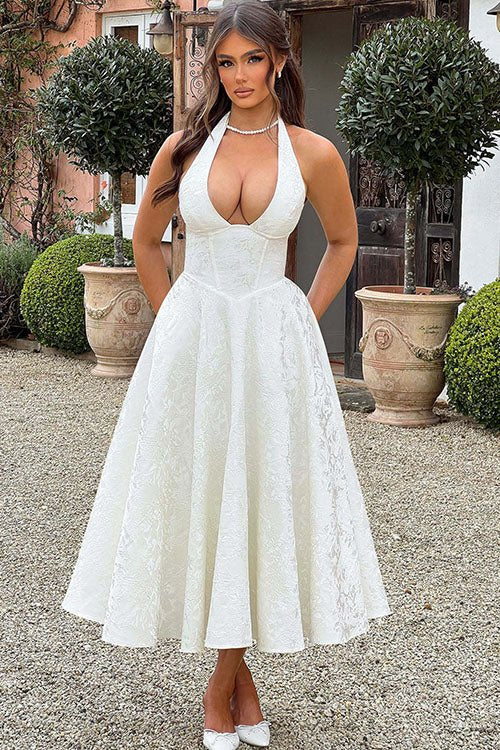 Women's Halter Party Midi Dress