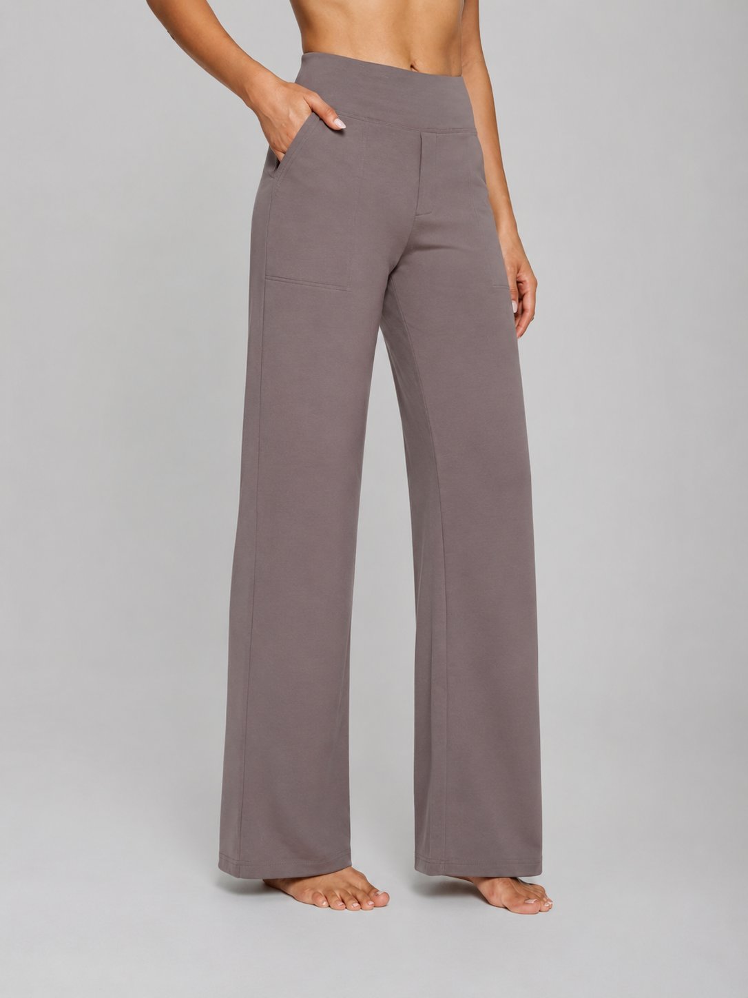 Women's High-Waisted Wide-Leg Trousers - Taupe