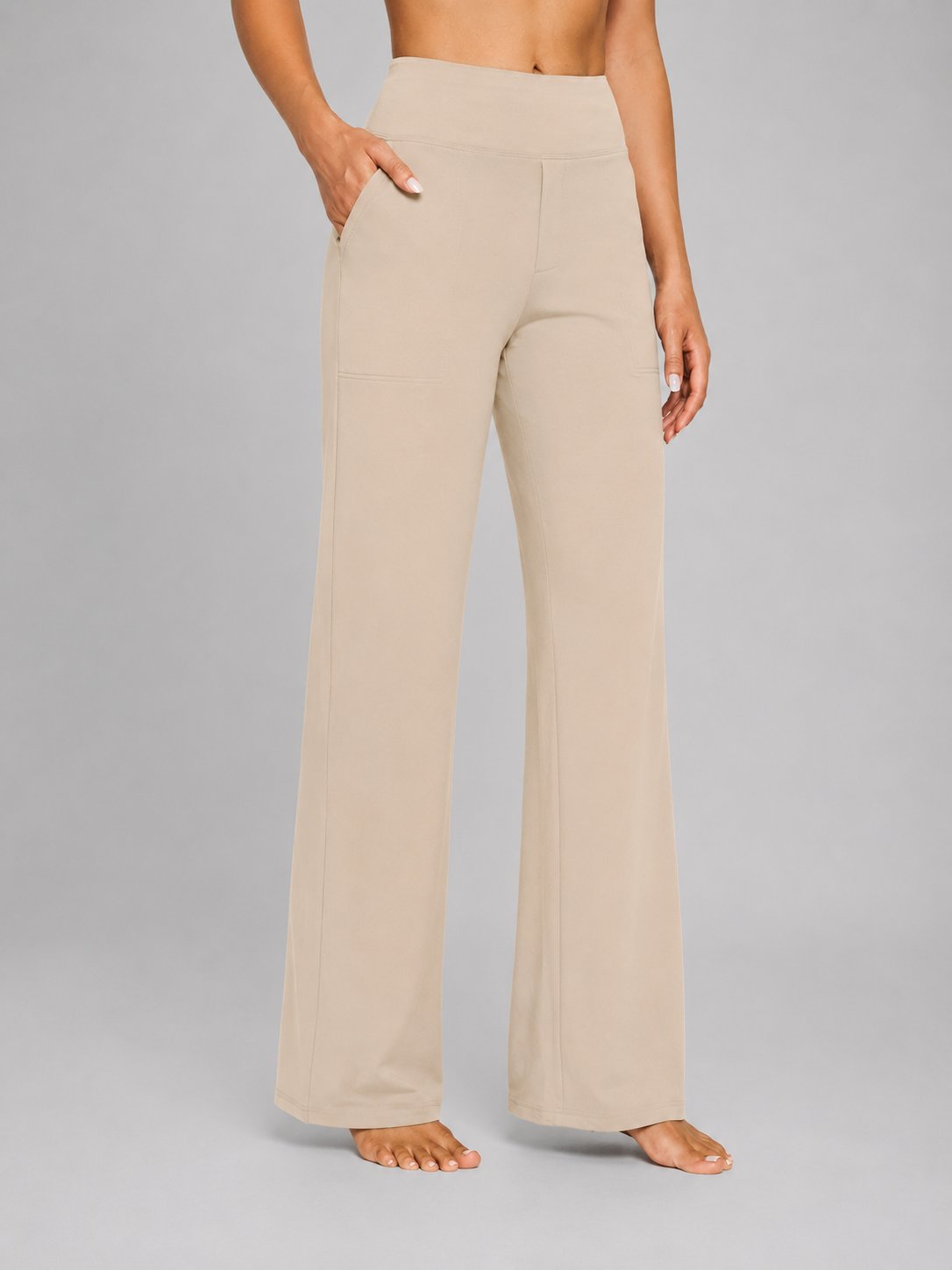 Women's High-Waisted Wide-Leg Trousers - Cream