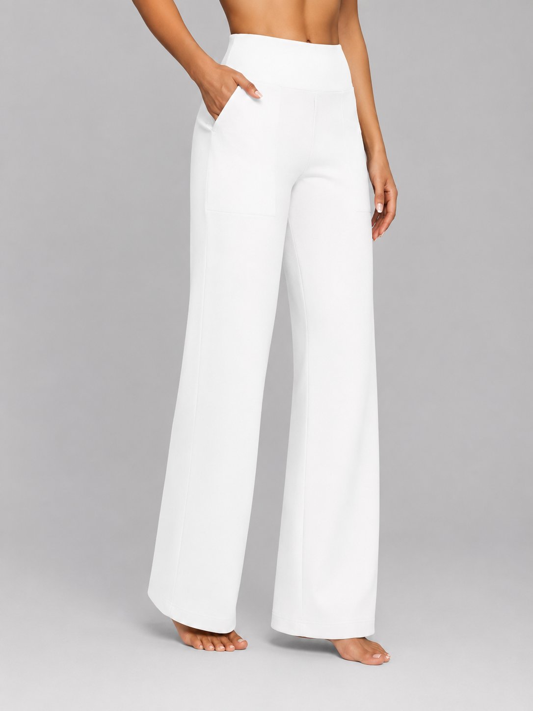 Women's High-Waisted Wide-Leg Trousers - White