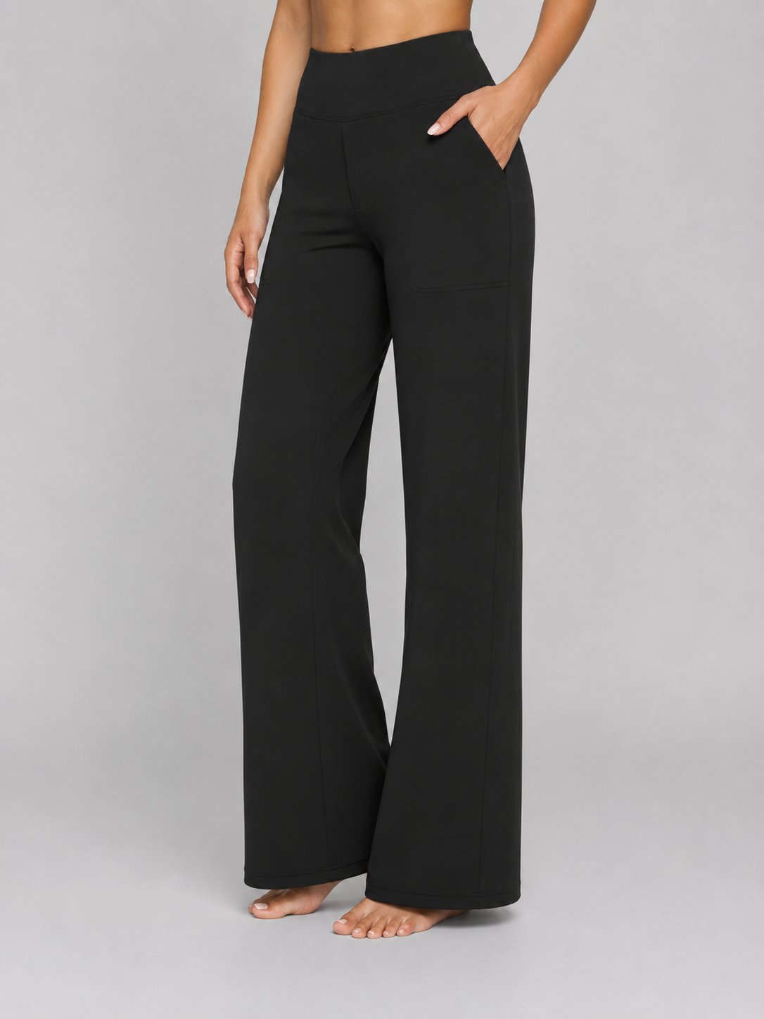 Women's High-Waisted Wide-Leg Trousers - Black