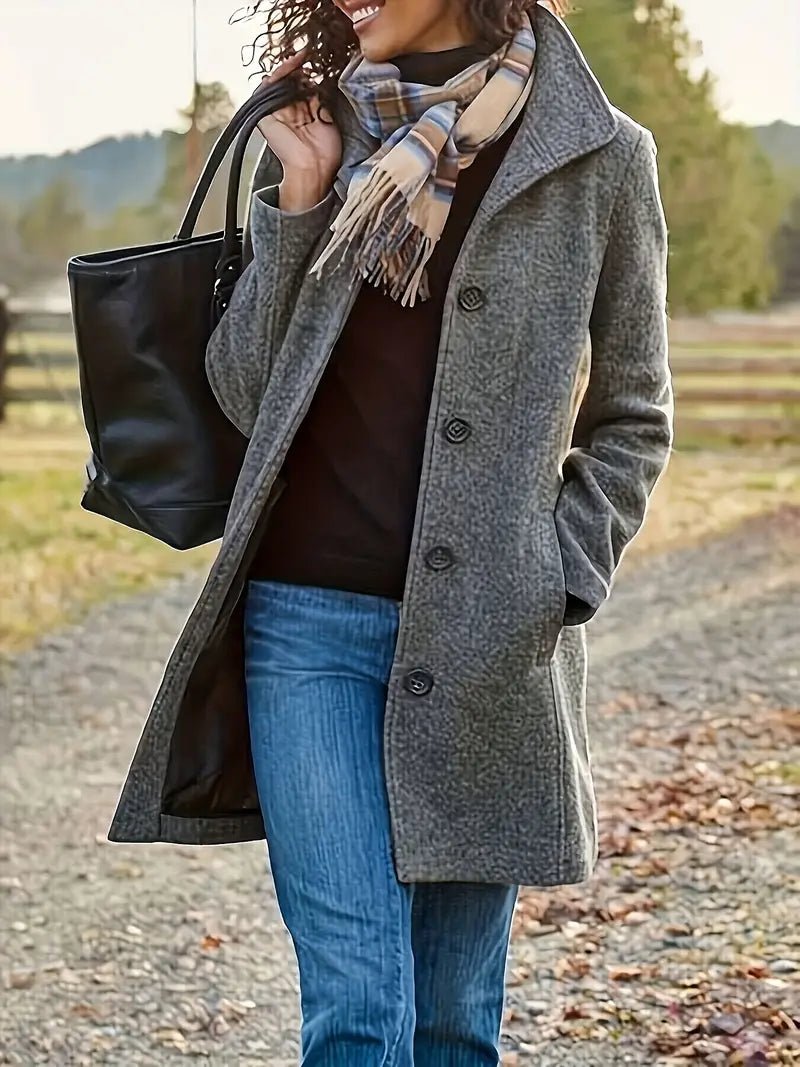 Women's Wool Pea Coat - Dark Gray