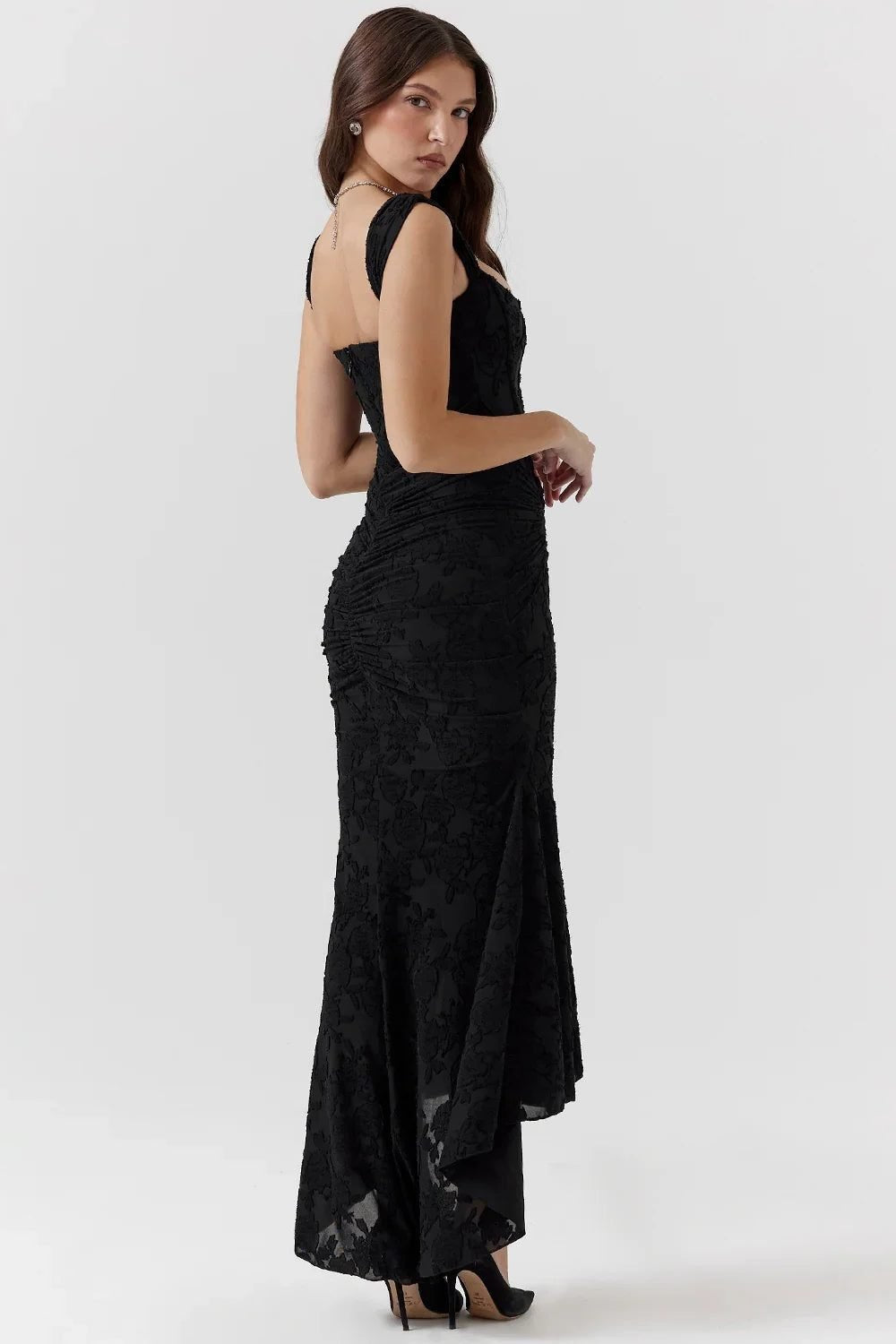 Women's Floral Square Neck Bodycon Party Dress
