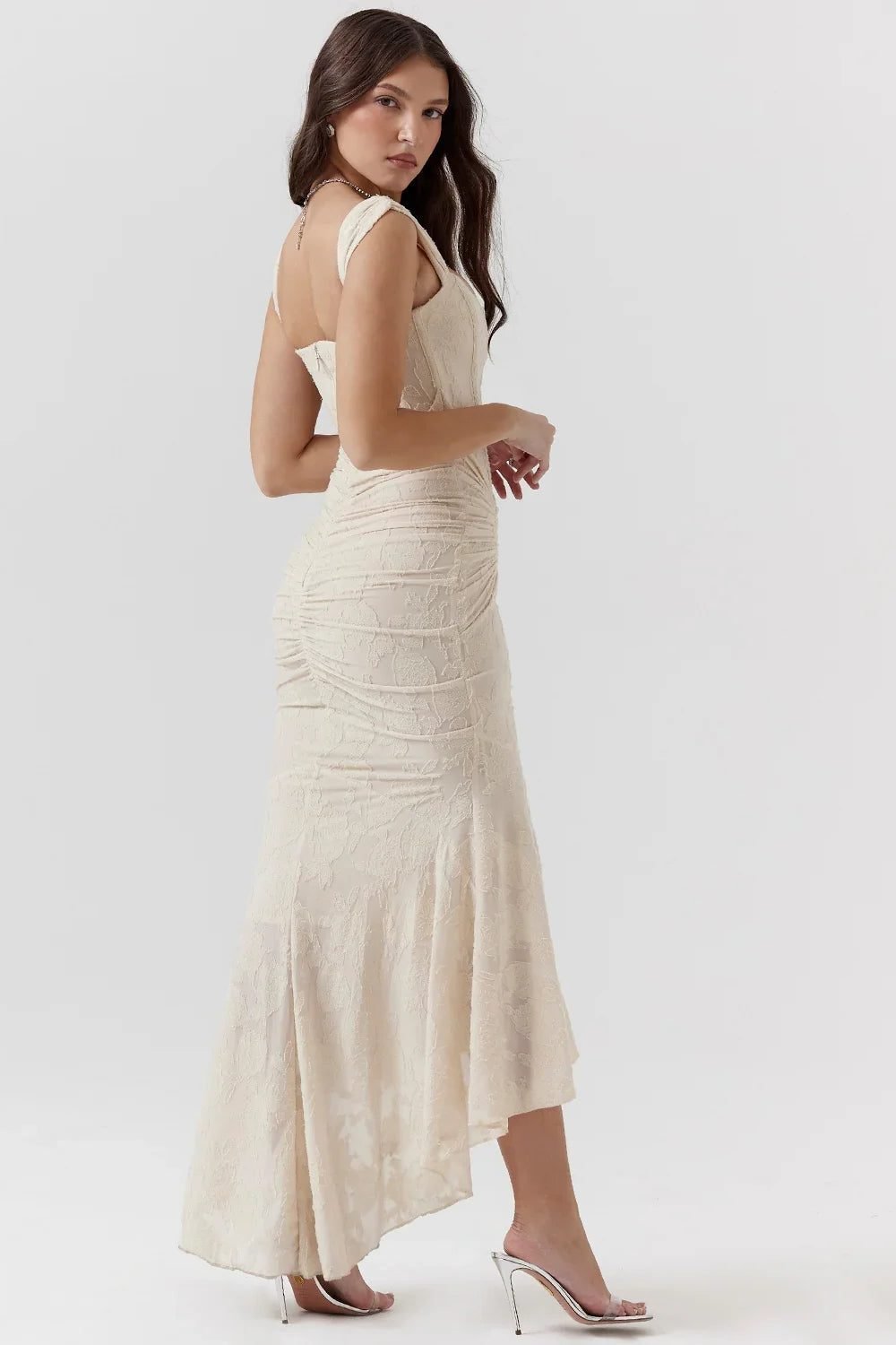 Women's Floral Square Neck Bodycon Party Dress