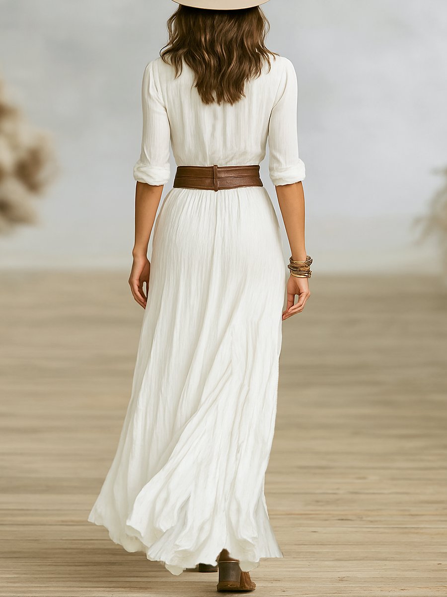 Women's Long Sleeve Maxi Party Shirt Dress