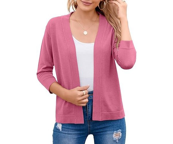 Women's Cropped Open-Front Cardigan - Coral Pink