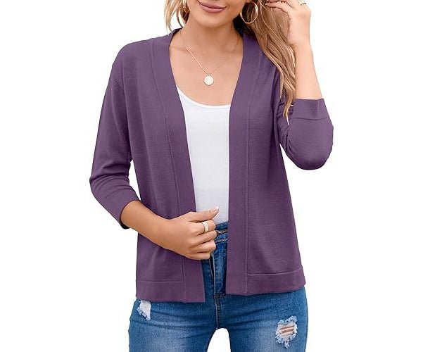 Women's Cropped Open-Front Cardigan - Purple