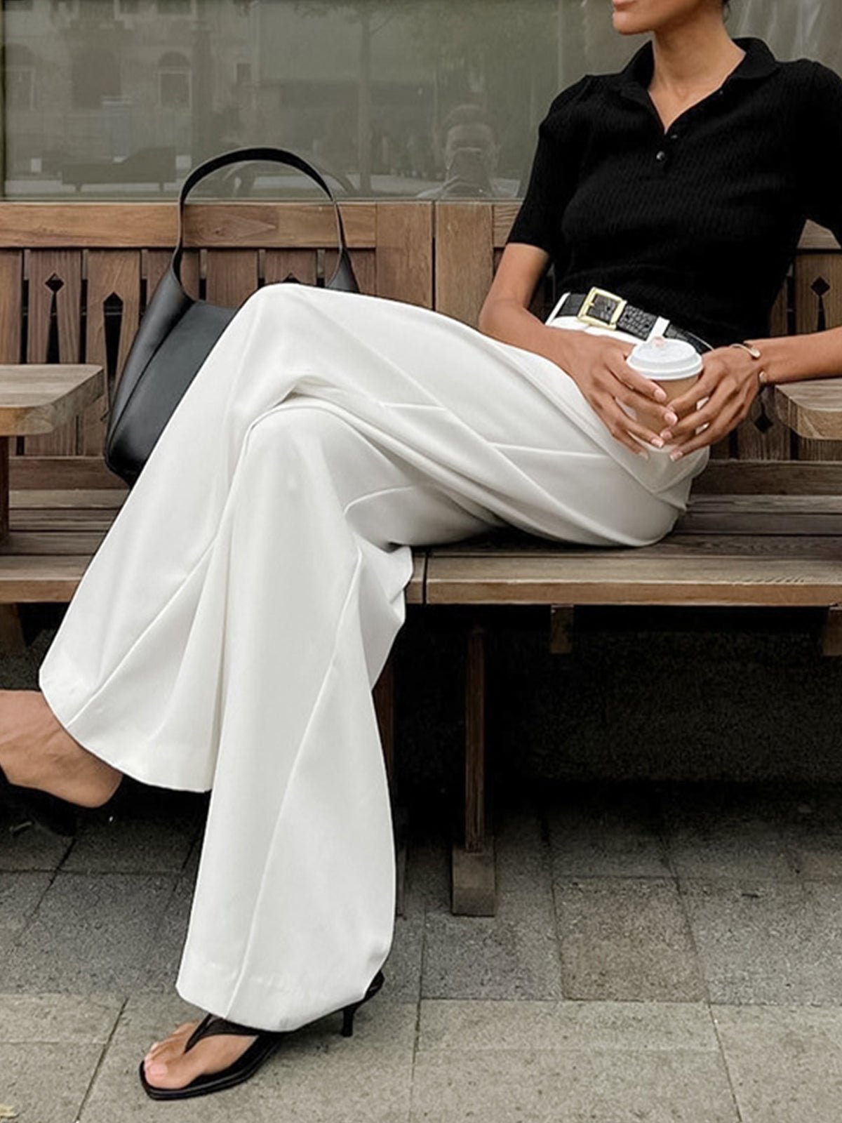 Women's High-Waisted Tailored Pleated Wide-Leg Trousers