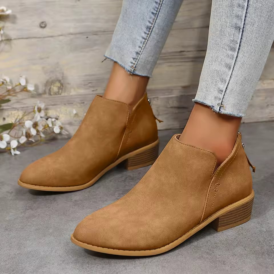 Women's Suede Ankle Booties - Brown