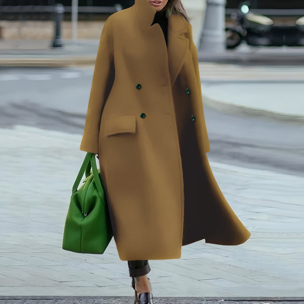 Women's Oversized Longline Wool Coat - Brown