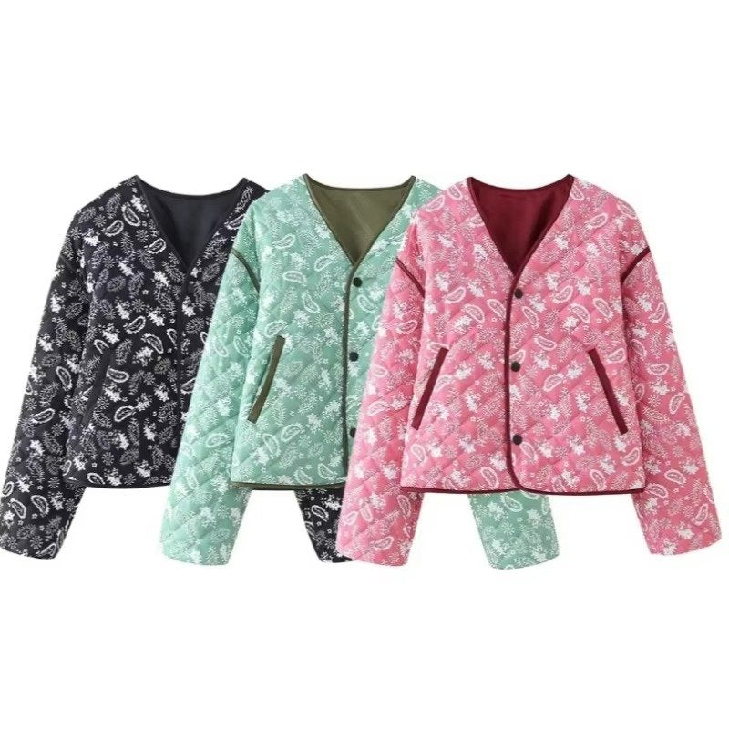 Women's Quilted Paisley Bomber Jacket