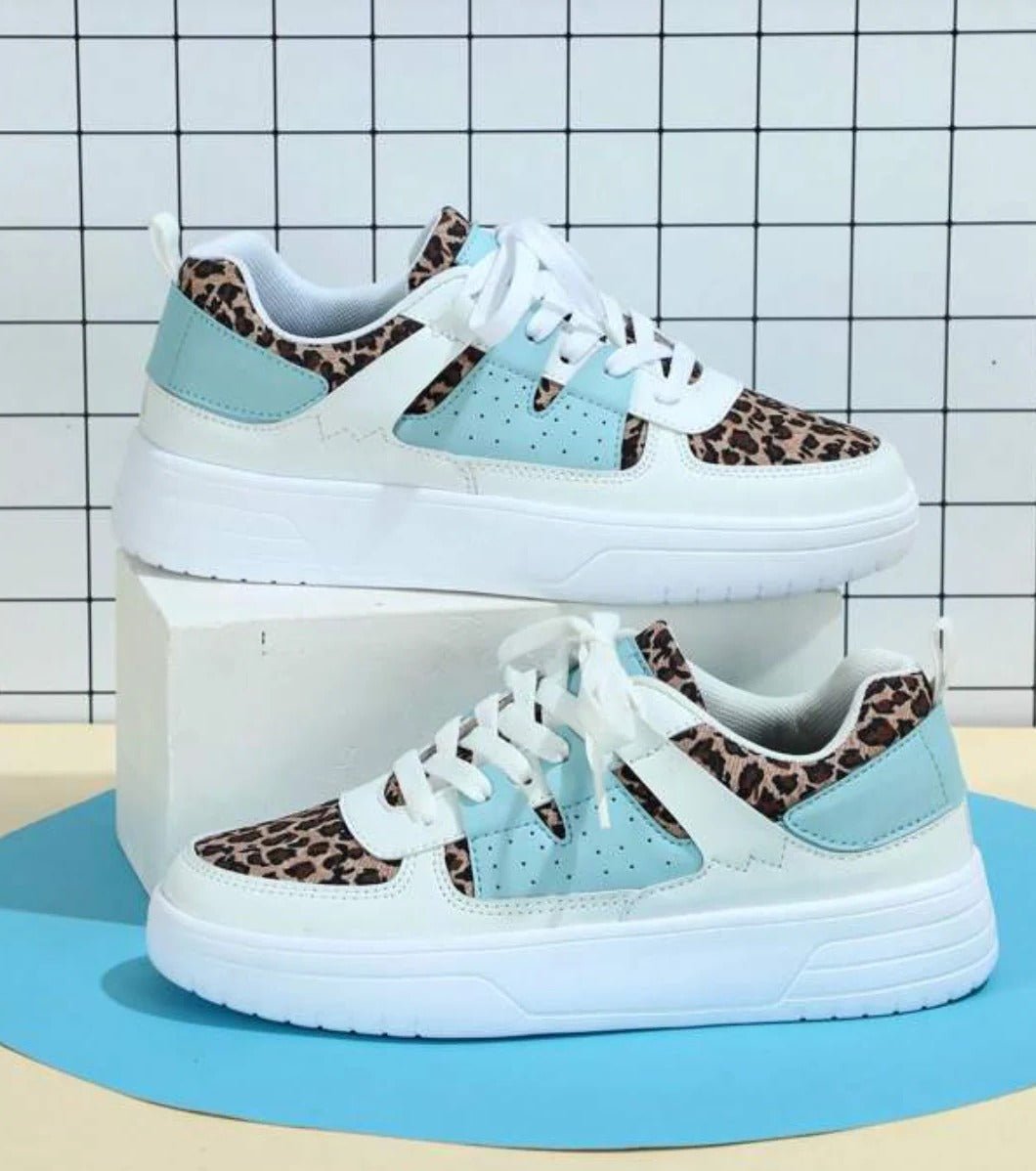 Women's Chunky Faux Leather Platform Lace-Up Trainers