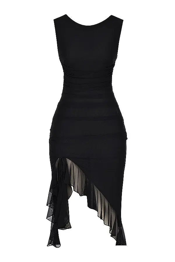 Women's Black One-Shoulder Bodycon Party Dress