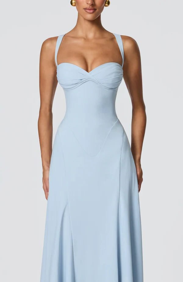 Women's Crepe Corset A-Line Maxi Party Gown
