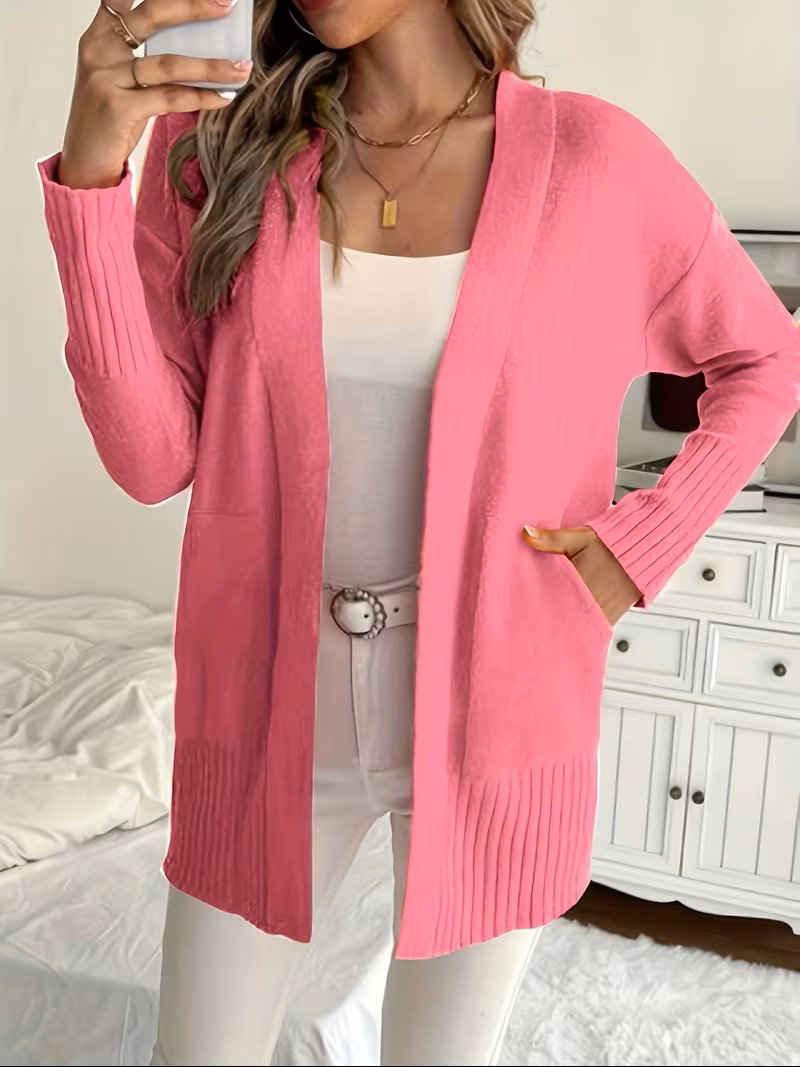 Women's Oversized Knit Longline Cardigan - Magenta